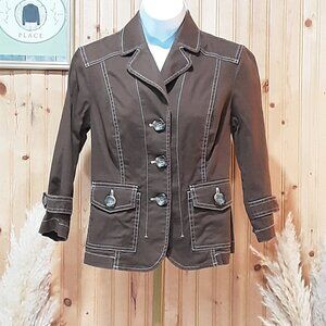 Brown Button Up Twill Jacket